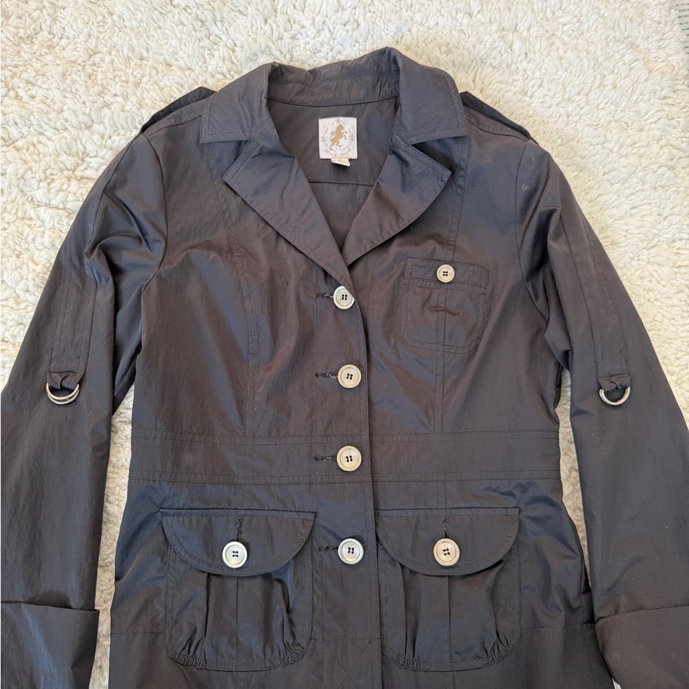 Think Tank Khaki Navy Lightweight Trench Coat Women's 
Medium